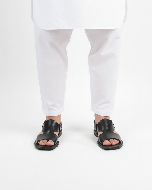 Handmade Pure Leather Panjedar Chappal – Black