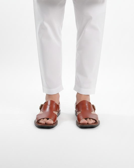 Handmade Pure Leather Panjedar Chappal – Mustard Brown