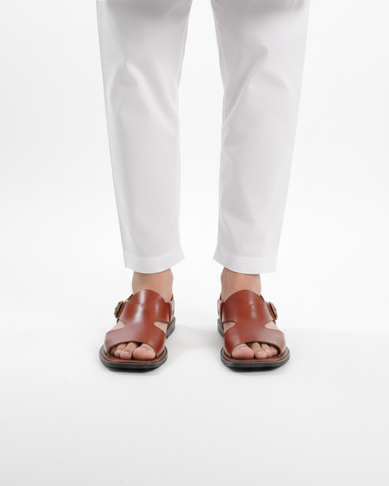 Handmade Pure Leather Panjedar Chappal – Mustard Brown