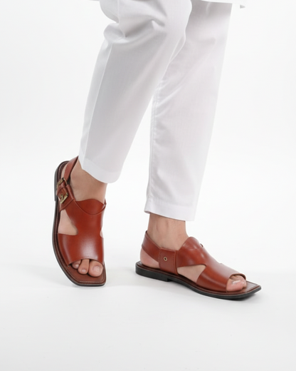 Handmade Pure Leather Panjedar Chappal – Mustard Brown