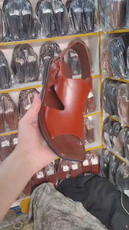 Handmade Pure Leather Panjedar Chappal – Mustard Brown
